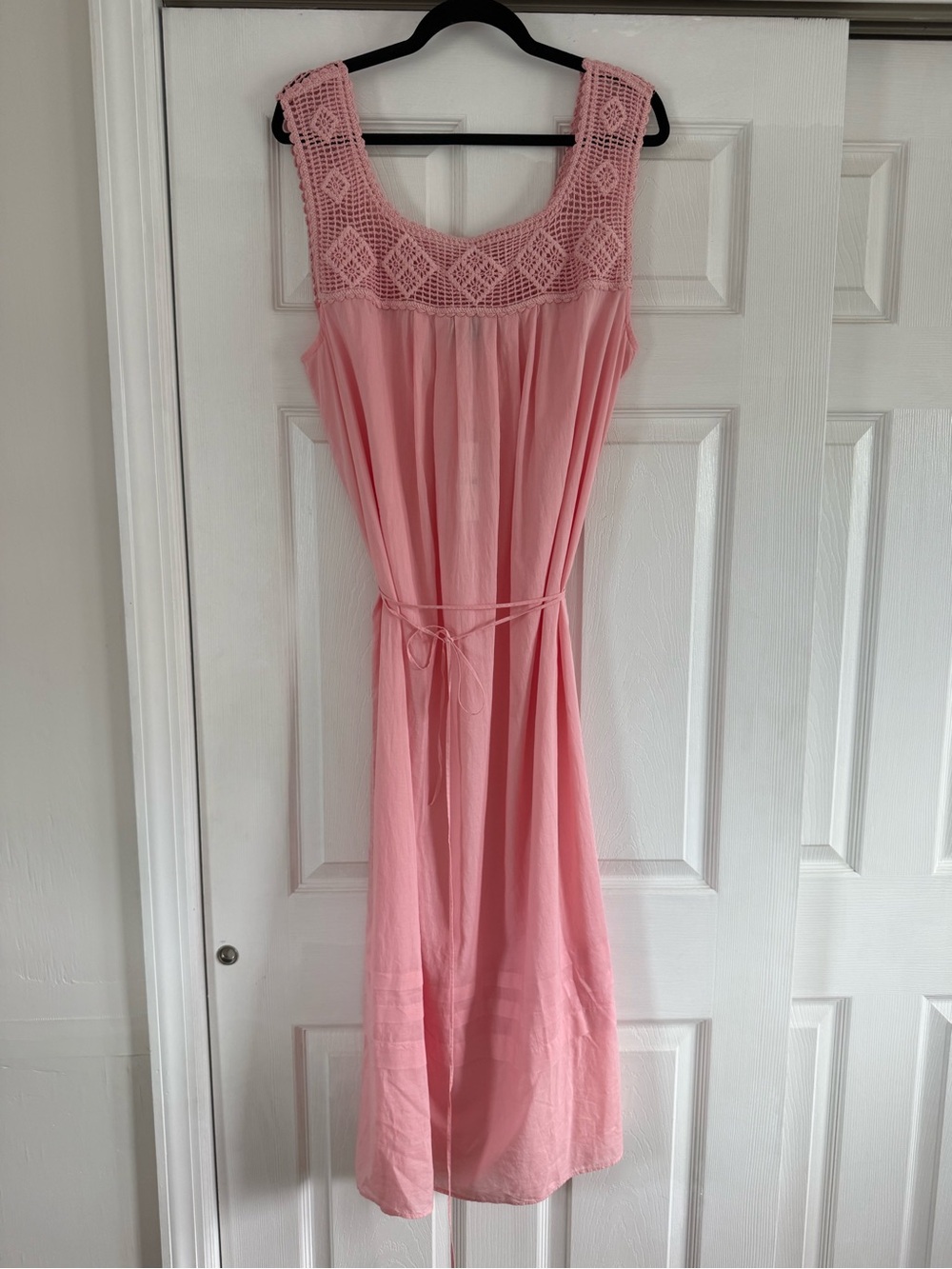 J.Crew Light Pink Sleeveless Dress with Crochet Yoke